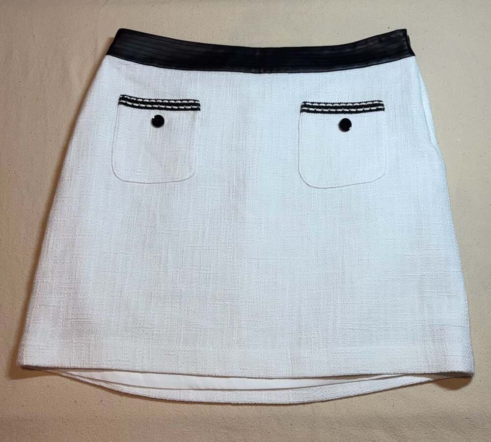 Karl Lagerfeld Paris White Tweed Mini Skirt Size 12